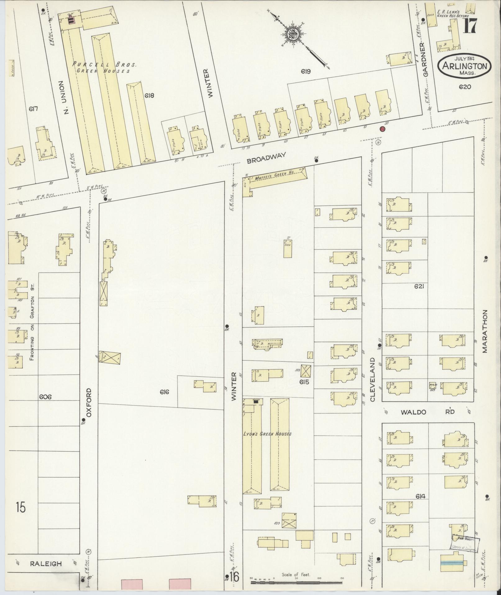 Sanborn Fire Insurance Map from Arlington, Middlesex County, Massachusetts (1914), Sheet #0017 - Complete Map Set gallery image, historic Sanborn map, vintage wall art, Massachusetts Massachusetts