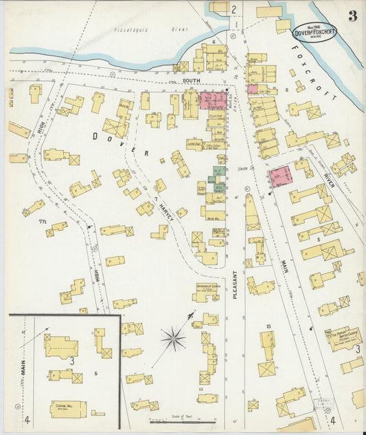 Sanborn Fire Insurance Map from Dover, Piscataguis County, Maine (1900), Sheet #0003 - Historic Sanborn Fire Insurance Map Print, vintage old map wall art, antique decor, genealogy gift, Maine Maine map
