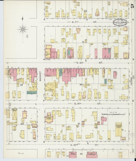 Sanborn Fire Insurance Map from Holland, Ottawa County, Michigan (1893), Sheet #0005 - Historic Sanborn Fire Insurance Map Print, vintage old map wall art, antique decor, genealogy gift, Michigan Michigan map