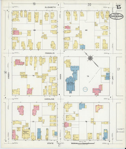 Sanborn Fire Insurance Map from Ogdensburg, St. Lawrence County, New York (1918), Sheet #0015 - Complete Map Set gallery image, historic Sanborn map, vintage wall art, New York New York