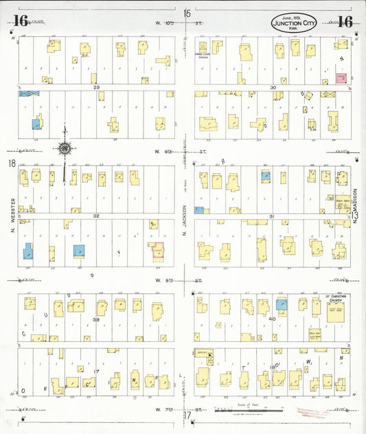 Sanborn Fire Insurance Map from Junction City, Geary County, Kansas (1925), Sheet #0016 - Historic Sanborn Fire Insurance Map Print, vintage old map wall art, antique decor, genealogy gift, Kansas Kansas map