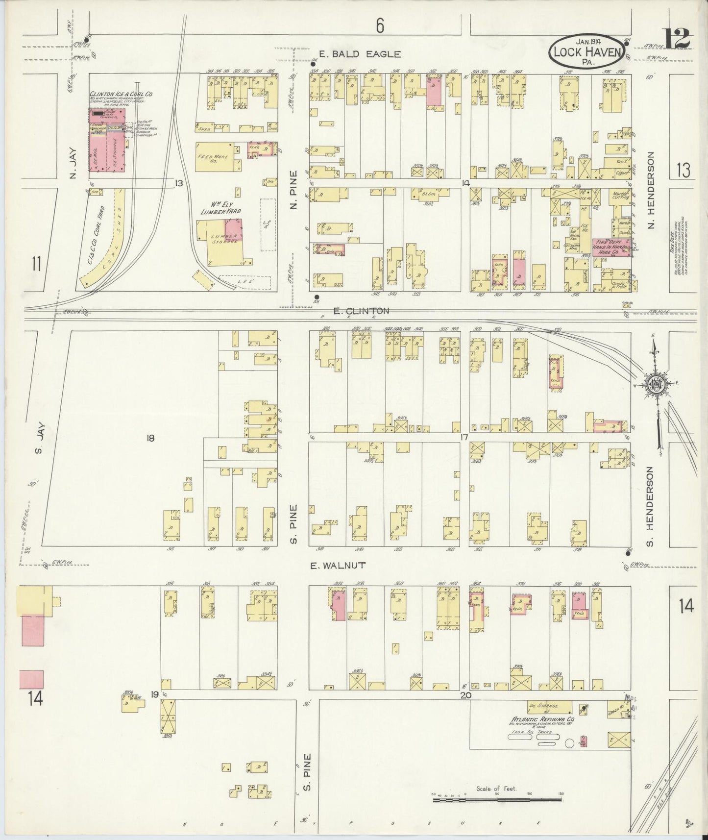 Sanborn Fire Insurance Map from Lock Haven, Clinton County, Pennsylvania (1914), Sheet #0012 - Complete Map Set gallery image, historic Sanborn map, vintage wall art, Pennsylvania Pennsylvania