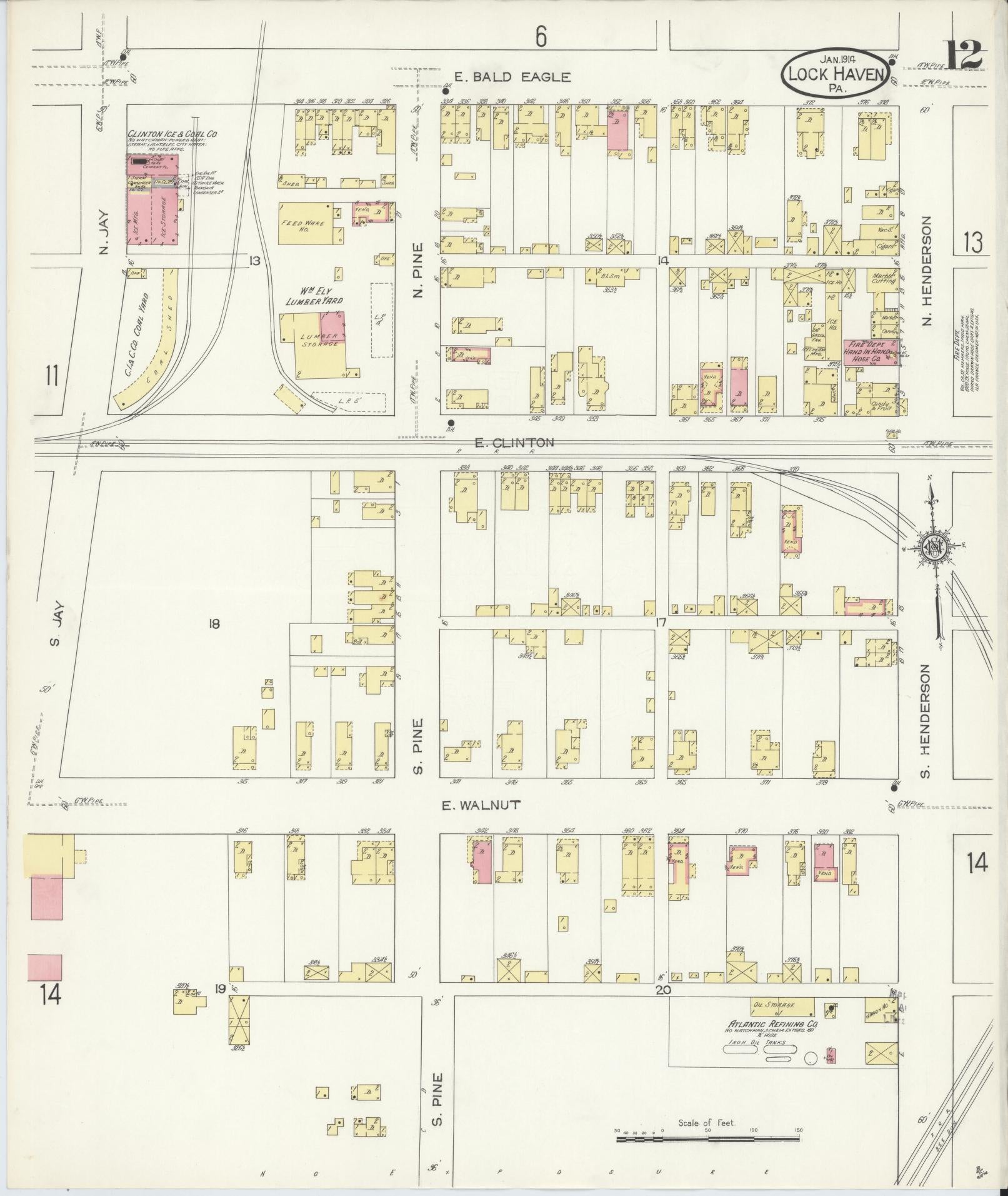 Sanborn Fire Insurance Map from Lock Haven, Clinton County, Pennsylvania (1914), Sheet #0012 - Complete Map Set gallery image, historic Sanborn map, vintage wall art, Pennsylvania Pennsylvania