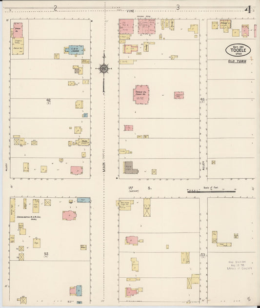 Sanborn Fire Insurance Map from Tooele, Tooele County, Utah (1911), Sheet #0004 - Historic Sanborn Fire Insurance Map Print, vintage old map wall art, antique decor, genealogy gift, Utah Utah map