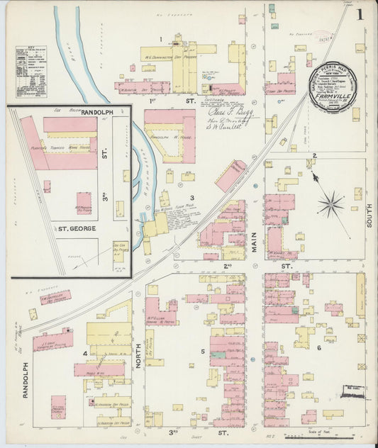 Sanborn Fire Insurance Map from Farmville, Prince Edward County, Virginia. (1891) – Historic Sanborn Fire Insurance Map Print