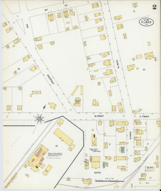 Sanborn Fire Insurance Map from Elmer, Salem County, New Jersey (1902), Sheet #0002 - Historic Sanborn Fire Insurance Map Print, vintage old map wall art, antique decor, genealogy gift, New Jersey New Jersey map