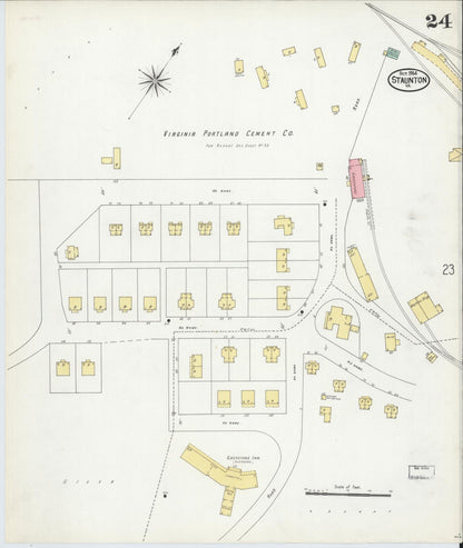 Sanborn Fire Insurance Map from Staunton, Independent Cities, Virginia (1904), Sheet #0024 - Complete Map Set gallery image, historic Sanborn map, vintage wall art, Virginia Virginia