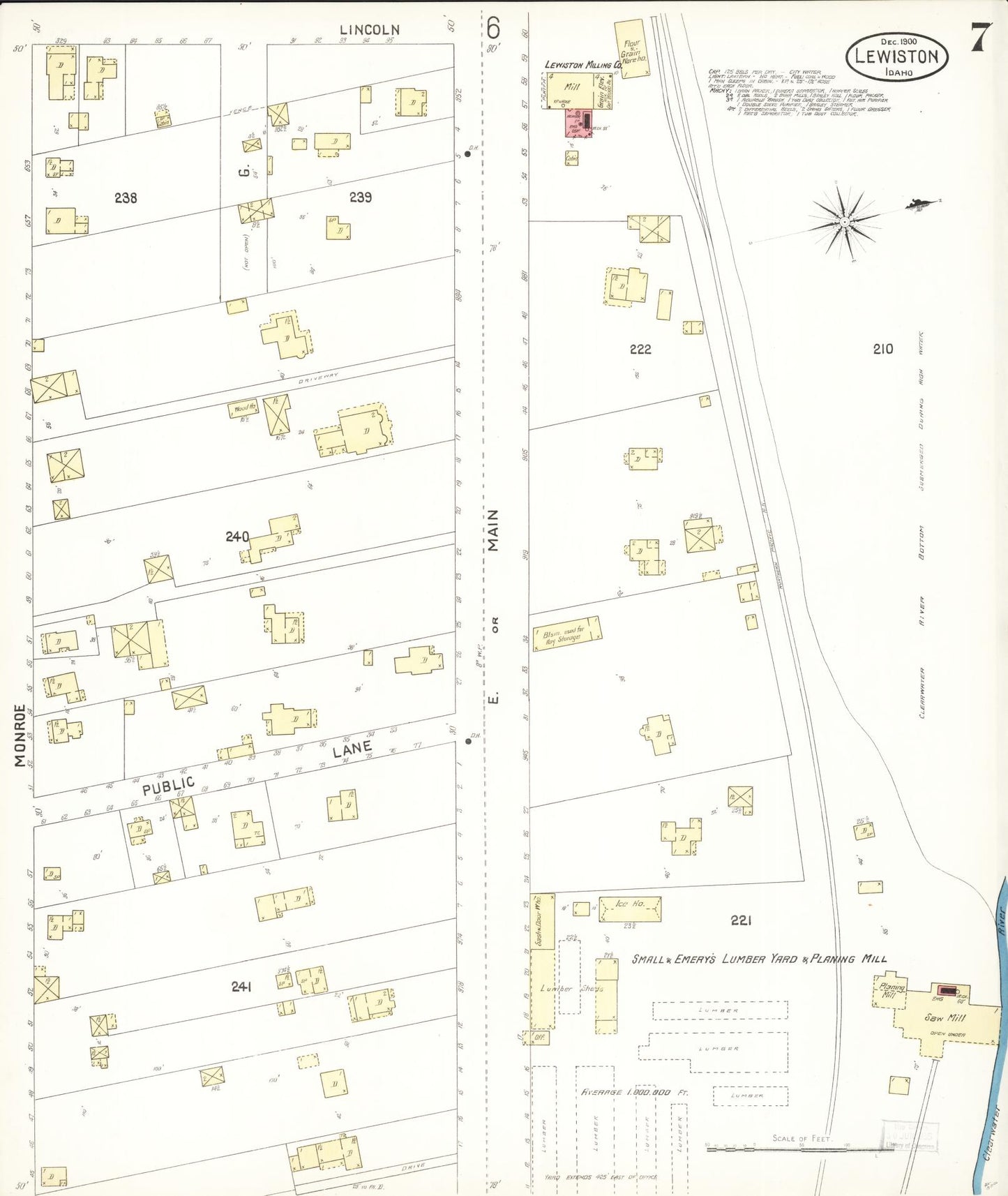 Sanborn Fire Insurance Map from Lewiston, Nez Perce County, Idaho (1900), Sheet #0007 - Historic Sanborn Fire Insurance Map Print, vintage old map wall art, antique decor, genealogy gift, Idaho Idaho map