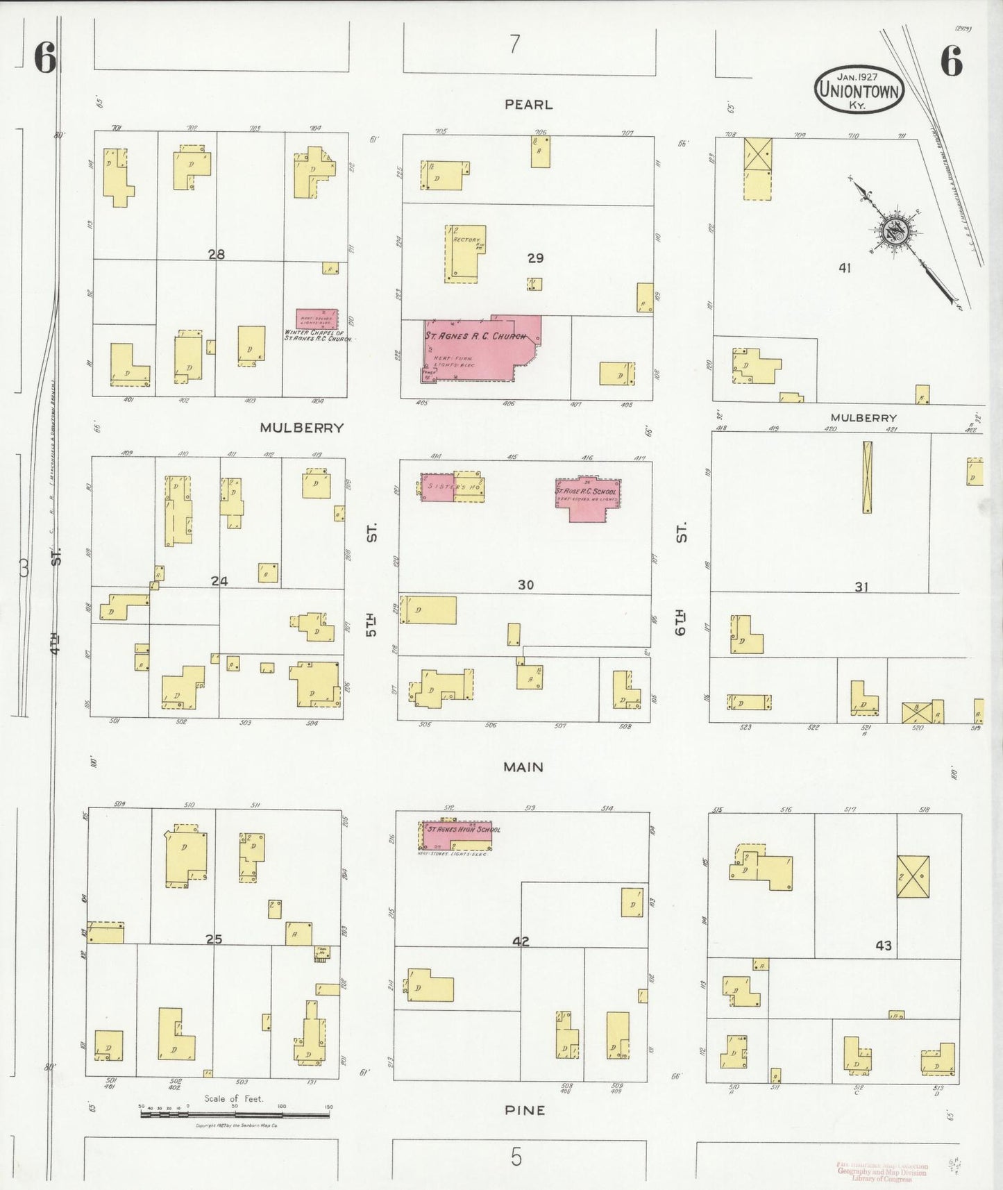 Sanborn Fire Insurance Map from Uniontown, Union County, Kentucky (1927), Sheet #0006 - Historic Sanborn Fire Insurance Map Print, vintage old map wall art, antique decor, genealogy gift, Kentucky Kentucky map