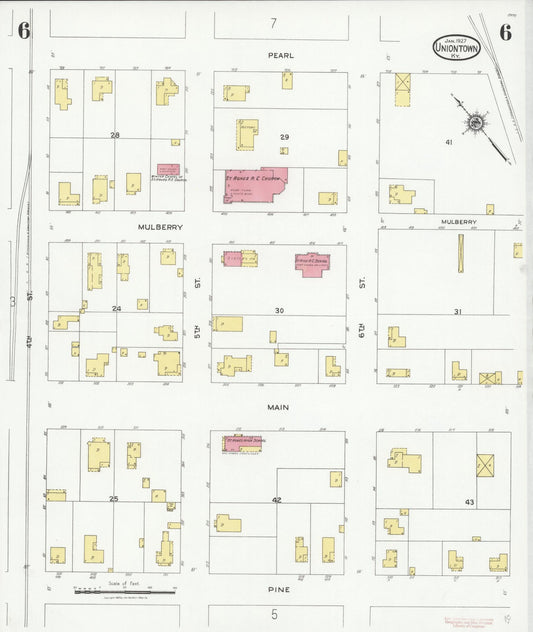 Sanborn Fire Insurance Map from Uniontown, Union County, Kentucky (1927), Sheet #0006 - Historic Sanborn Fire Insurance Map Print, vintage old map wall art, antique decor, genealogy gift, Kentucky Kentucky map