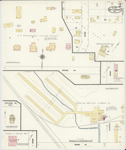 Sanborn Fire Insurance Map from Wittenberg, Shawano County, Wisconsin (1909), Sheet #0002 - Historic Sanborn Fire Insurance Map Print, vintage old map wall art, antique decor, genealogy gift, Wisconsin Wisconsin map