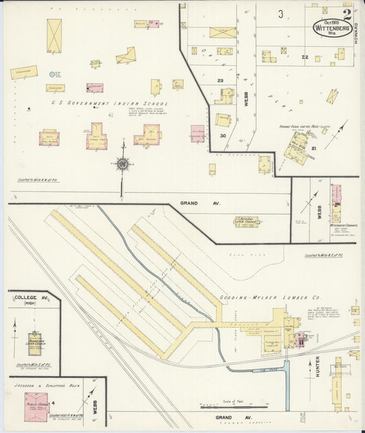 Sanborn Fire Insurance Map from Wittenberg, Shawano County, Wisconsin (1909), Sheet #0002 - Historic Sanborn Fire Insurance Map Print, vintage old map wall art, antique decor, genealogy gift, Wisconsin Wisconsin map