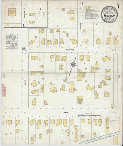 Sanborn Fire Insurance Map from Macedon, Wayne County, New York (1912), Sheet #0001 - Historic Sanborn Fire Insurance Map Print, vintage old map wall art, antique decor, genealogy gift, New York New York map