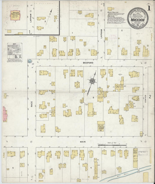 Sanborn Fire Insurance Map from Macedon, Wayne County, New York (1912), Sheet #0001 - Historic Sanborn Fire Insurance Map Print, vintage old map wall art, antique decor, genealogy gift, New York New York map