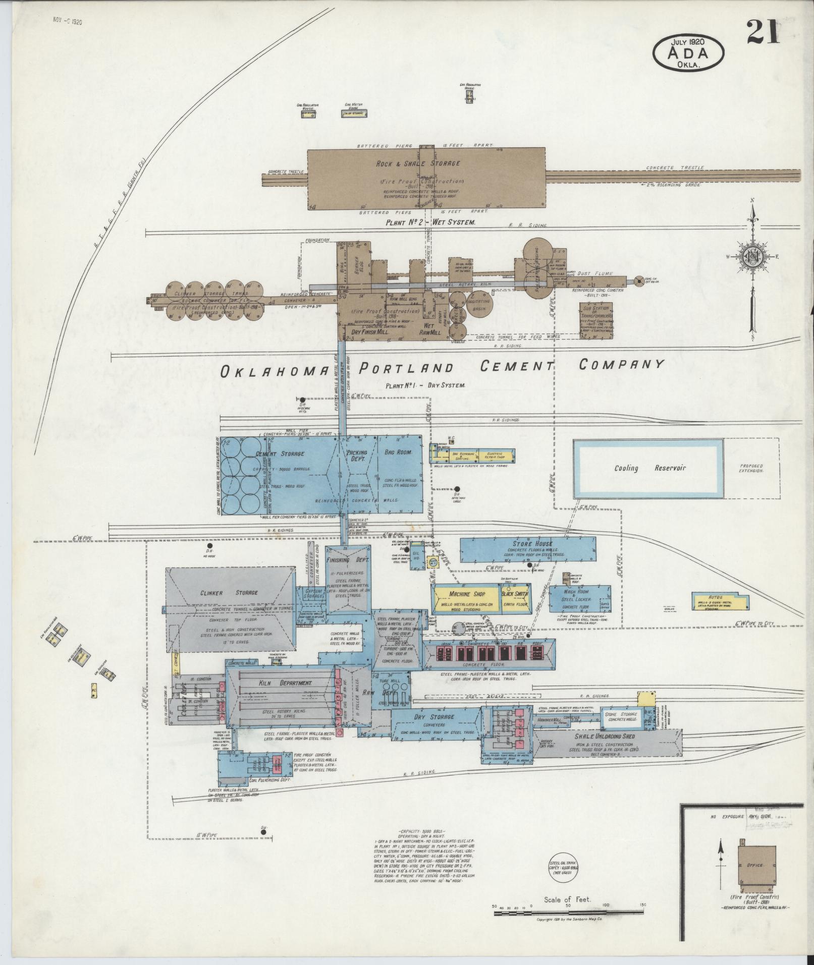 Sanborn Fire Insurance Map from Ada, Pontotoc County, Oklahoma (1920), Sheet #0021 - Complete Map Set gallery image, historic Sanborn map, vintage wall art, Oklahoma Oklahoma
