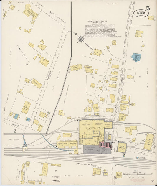 Sanborn Fire Insurance Map from Lahaina, Maui County, Hawaii (1914), Sheet #0005 - Historic Sanborn Fire Insurance Map Print, vintage old map wall art, antique decor, genealogy gift, Hawaii Hawaii map