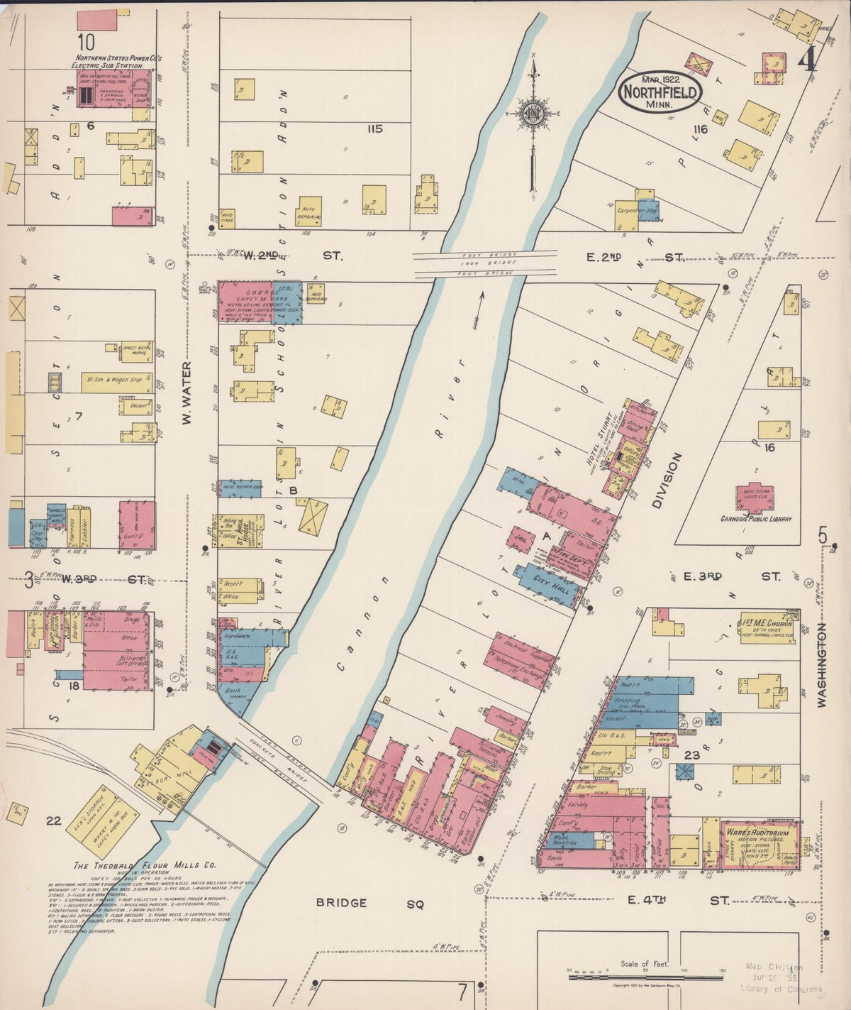 Sanborn Fire Insurance Map from Northfield, Rice County, Minnesota (1922), Sheet #0004 - Complete Map Set gallery image, historic Sanborn map, vintage wall art, Minnesota Minnesota