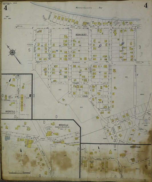 Sanborn Fire Insurance Map from Marshfield, Plymouth County, Massachusetts (1954), Sheet #0004 - Historic Sanborn Fire Insurance Map Print, vintage old map wall art, antique decor, genealogy gift, Massachusetts Massachusetts map