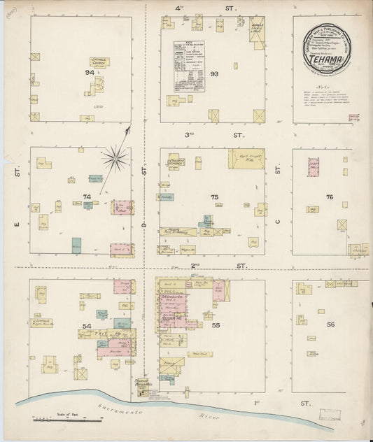 Sanborn Fire Insurance Map from Tehama, Tehama County, California. (1889) – Historic Sanborn Fire Insurance Map Print