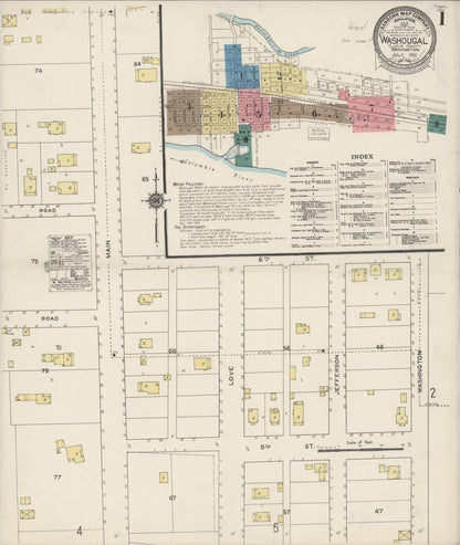 Sanborn Fire Insurance Map from Washougal, Clark County, Washington (1922), Sheet #0001 - Complete Map Set gallery image, historic Sanborn map, vintage wall art, Washington Washington