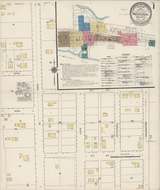 Sanborn Fire Insurance Map from Washougal, Clark County, Washington (1922), Sheet #0001 - Complete Map Set gallery image, historic Sanborn map, vintage wall art, Washington Washington