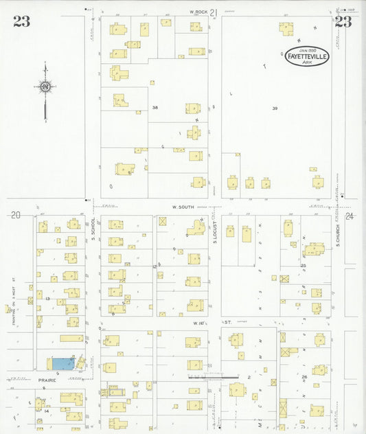 Sanborn Fire Insurance Map from Fayetteville, Washington County, Arkansas (1930), Sheet #0023 - Historic Sanborn Fire Insurance Map Print, vintage old map wall art, antique decor, genealogy gift, Arkansas Arkansas map