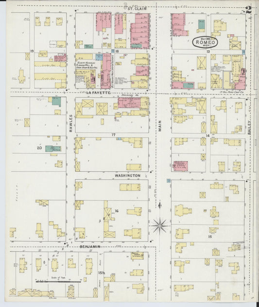Sanborn Fire Insurance Map from Romeo, Macomb County, Michigan (1895), Sheet #0002 - Historic Sanborn Fire Insurance Map Print, vintage old map wall art, antique decor, genealogy gift, Michigan Michigan map