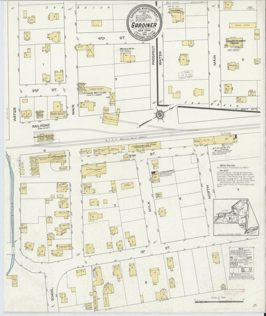 Sanborn Fire Insurance Map from Gardiner, Ulster County, New York (1913), Sheet #0001 - Historic Sanborn Fire Insurance Map Print, vintage old map wall art, antique decor, genealogy gift, New York New York map