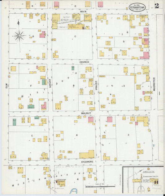 Sanborn Fire Insurance Map from Germantown, Clinton County, Illinois (1900), Sheet #0002 - Historic Sanborn Fire Insurance Map Print, vintage old map wall art, antique decor, genealogy gift, Illinois Illinois map