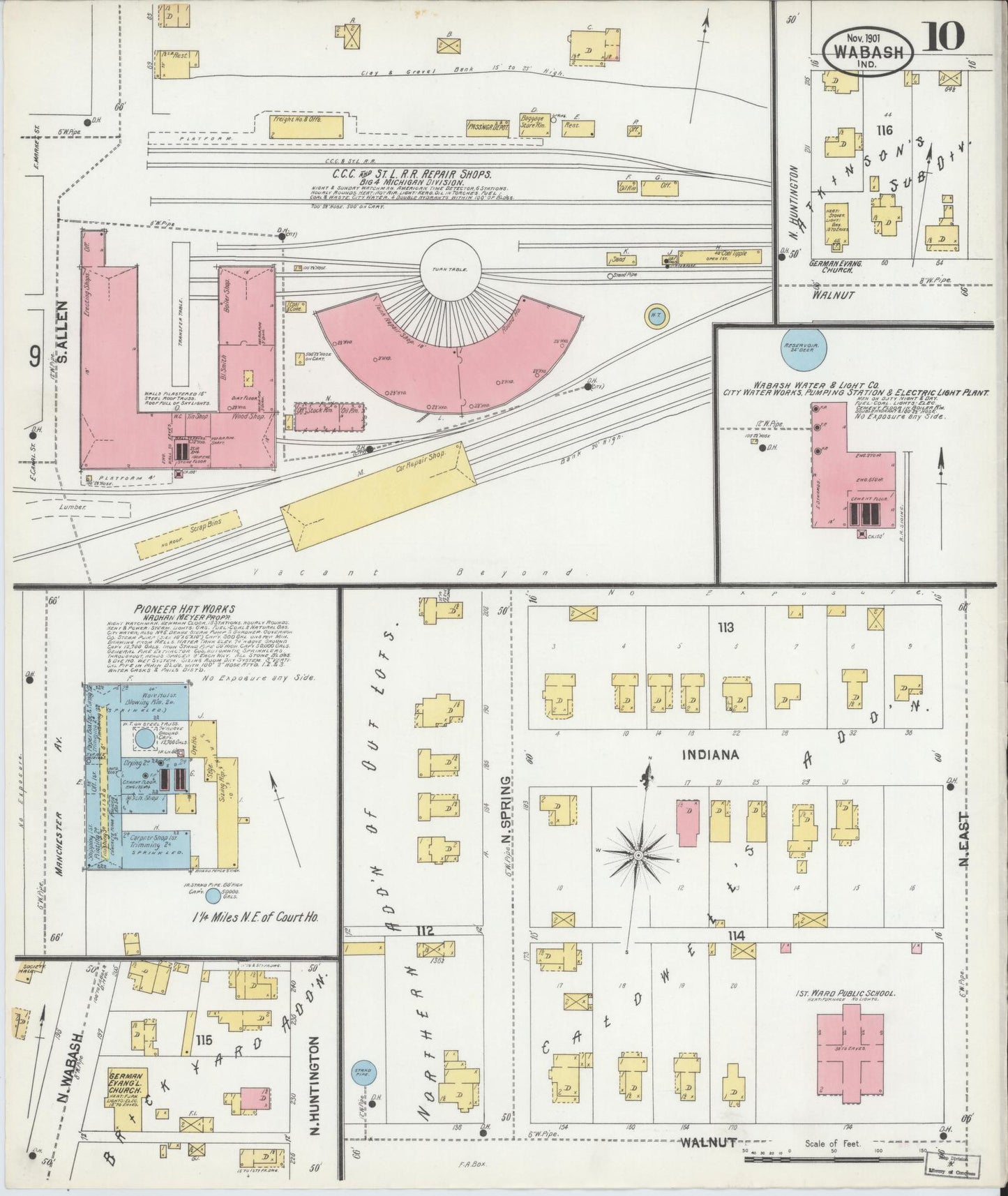 Sanborn Fire Insurance Map from Wabash, Wabash County, Indiana (1901), Sheet #0010 - Complete Map Set gallery image, historic Sanborn map, vintage wall art, Indiana Indiana