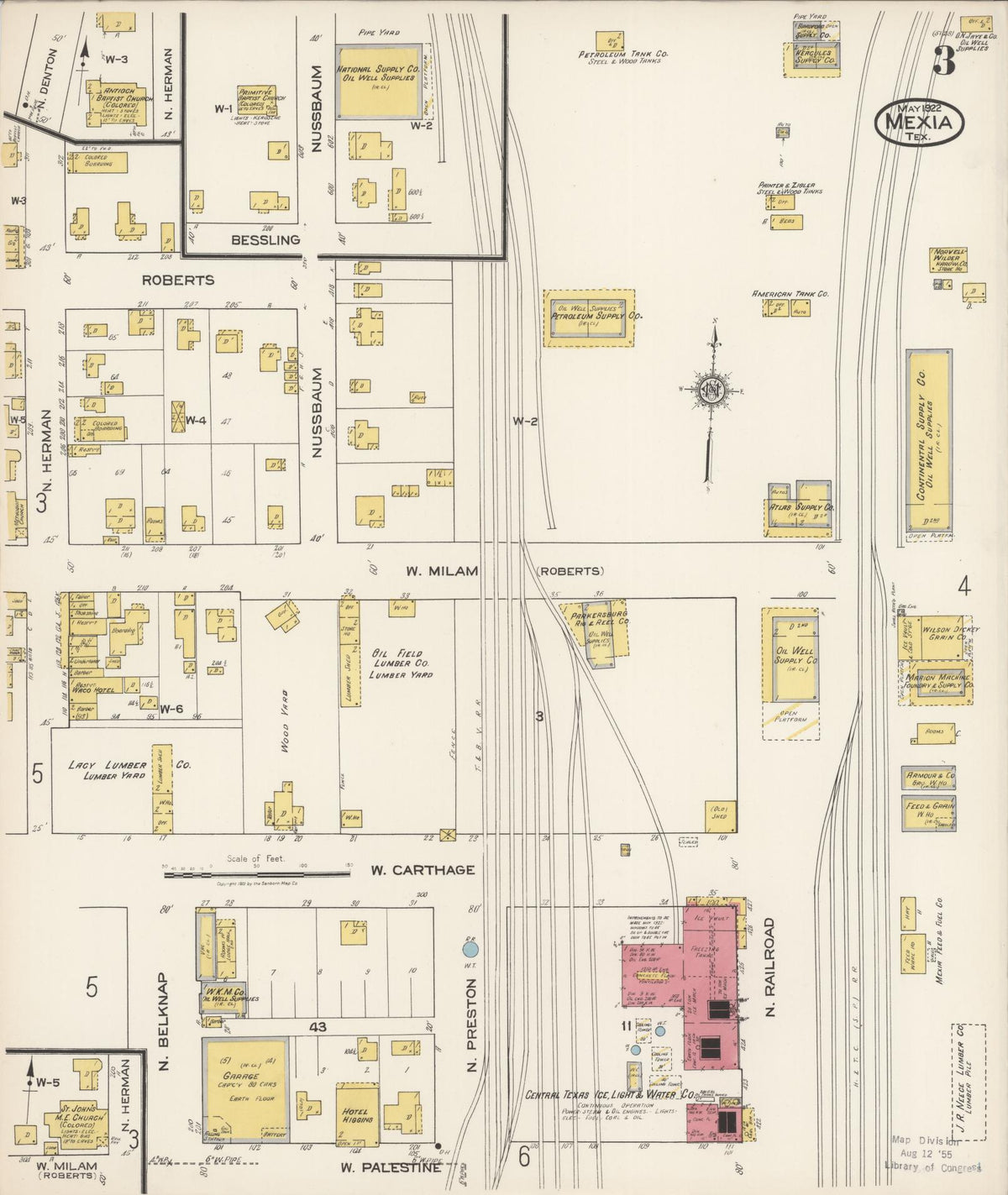 Sanborn Fire Insurance Map from Mexia, Limestone County, Texas (1922), Sheet #0003 - Complete Map Set gallery image, historic Sanborn map, vintage wall art, Texas Texas