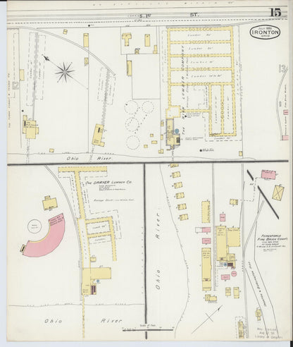 Sanborn Fire Insurance Map from Ironton, Lawrence County, Ohio (1893), Sheet #0015 - Historic Sanborn Fire Insurance Map Print, vintage old map wall art, antique decor, genealogy gift, Ohio Ohio map