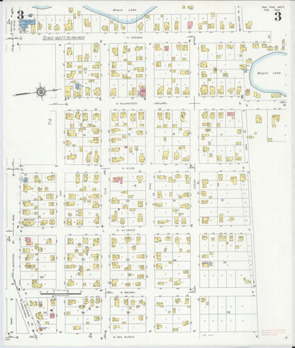 Sanborn Fire Insurance Map from Paw Paw, Van Buren County, Michigan (1934), Sheet #0003 - Complete Map Set gallery image, historic Sanborn map, vintage wall art, Michigan Michigan