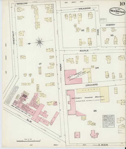 Sanborn Fire Insurance Map from New Britain, Hartford County, Connecticut (1884), Sheet #0010 - Complete Map Set gallery image, historic Sanborn map, vintage wall art, Connecticut Connecticut