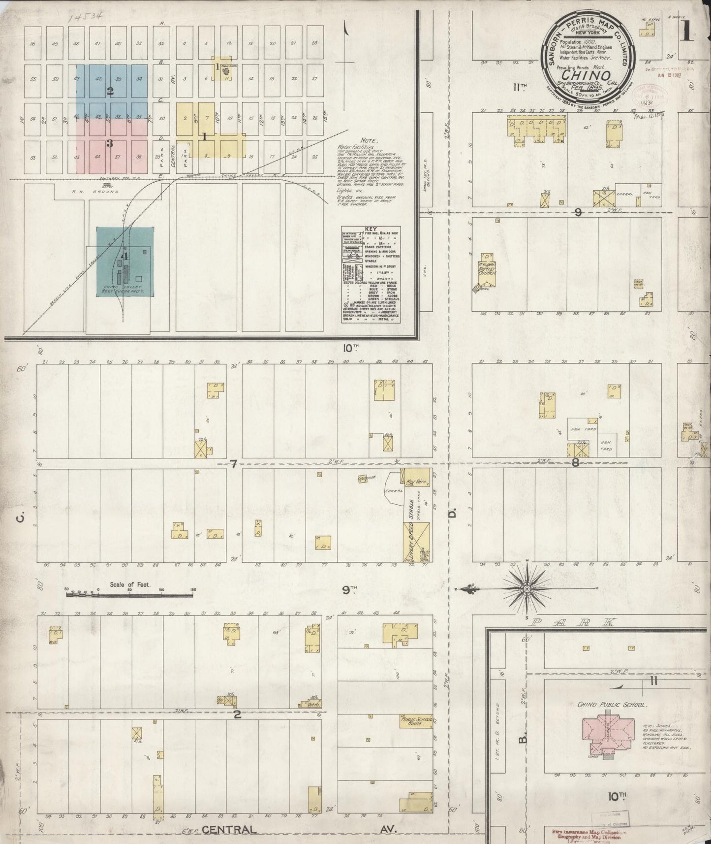 Sanborn Fire Insurance Map from Chino, San Bernardino County, California (1895), Sheet #0001 - Complete Map Set gallery image, historic Sanborn map, vintage wall art, California California