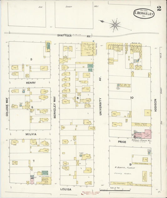 Sanborn Fire Insurance Map from East Berkeley, Alameda County, California (1890), Sheet #0002 - Historic Sanborn Fire Insurance Map Print, vintage old map wall art, antique decor, genealogy gift, California California map