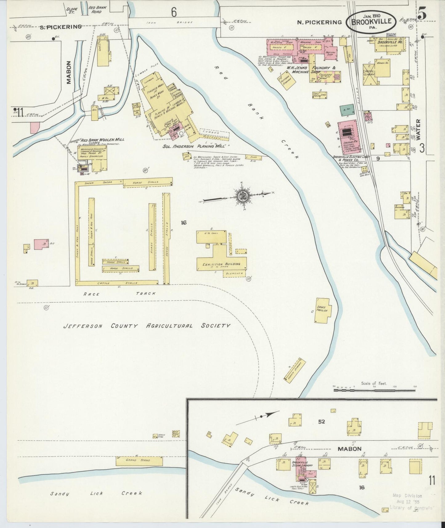 Sanborn Fire Insurance Map from Brookville, Jefferson County, Pennsylvania (1910), Sheet #0005 - Historic Sanborn Fire Insurance Map Print, vintage old map wall art, antique decor, genealogy gift, Pennsylvania Pennsylvania map