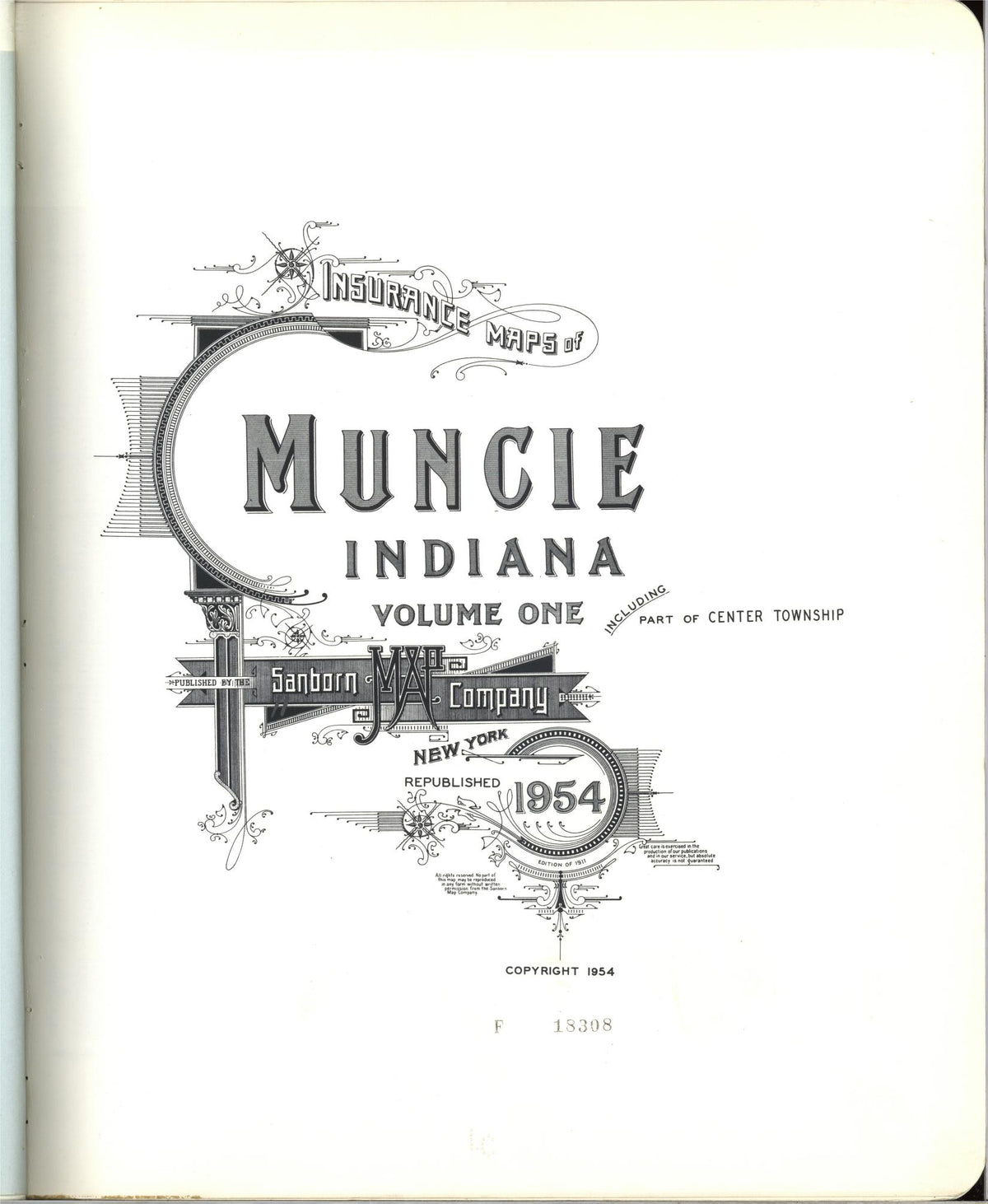 Sanborn Fire Insurance Map from Muncie, Delaware County, Indiana (1954), Sheet #0001 - Historic Sanborn Fire Insurance Map Print, vintage old map wall art, antique decor, genealogy gift, Muncie Delaware map