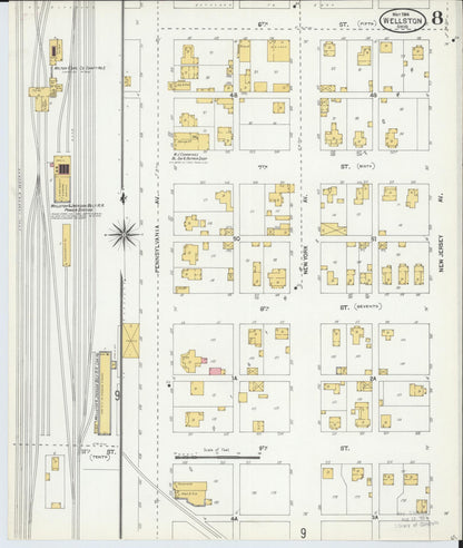 Sanborn Fire Insurance Map from Wellston, Jackson County, Ohio (1904), Sheet #0008 - Complete Map Set gallery image, historic Sanborn map, vintage wall art, Ohio Ohio