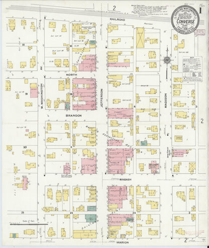 Sanborn Fire Insurance Map from Converse, Miami County, Indiana (1909), Sheet #0001 - Historic Sanborn Fire Insurance Map Print, vintage old map wall art, antique decor, genealogy gift, Indiana Indiana map