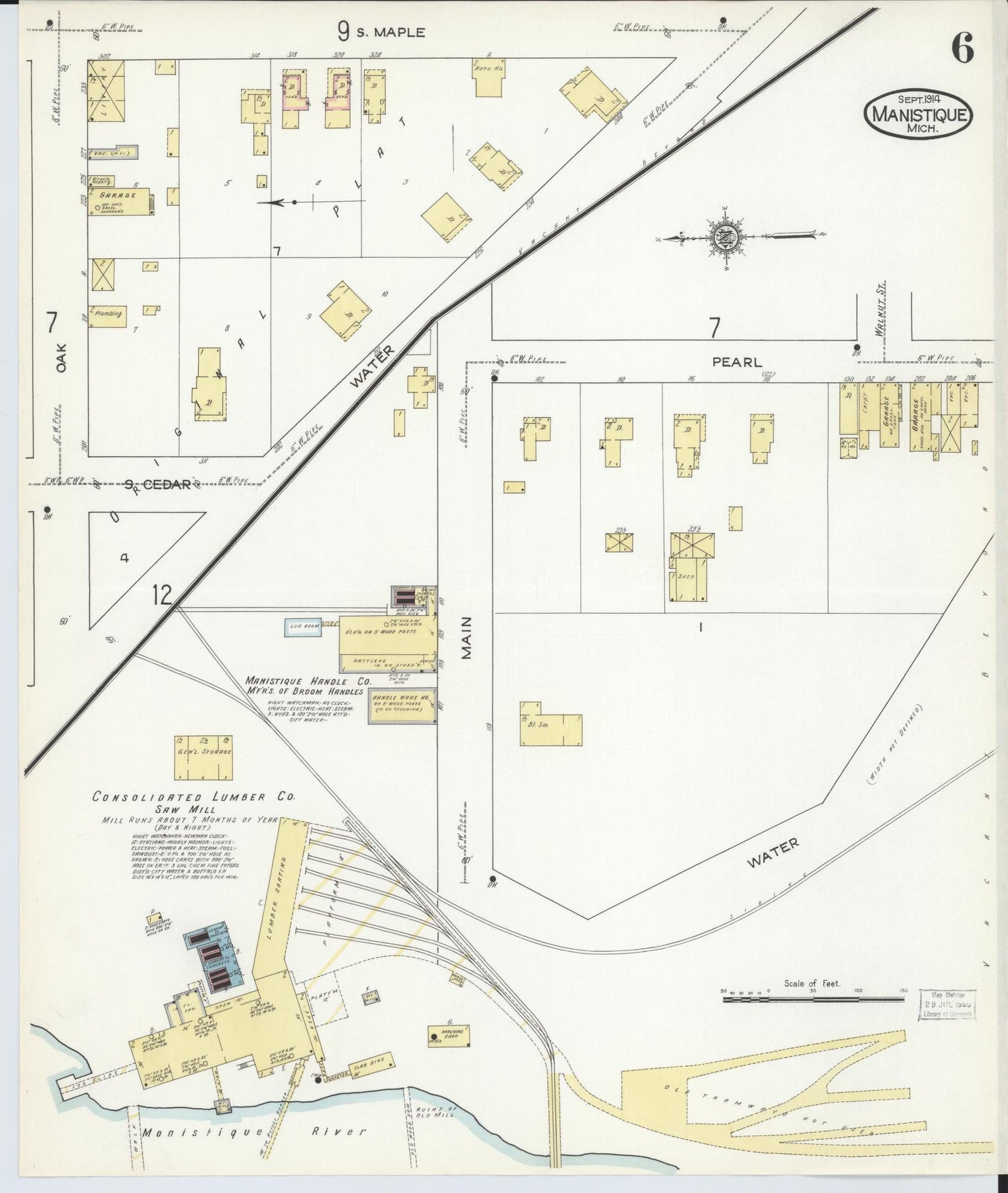 Sanborn Fire Insurance Map from Manistique, Schoolcraft County, Michigan (1914), Sheet #0006 - Complete Map Set gallery image, historic Sanborn map, vintage wall art, Michigan Michigan