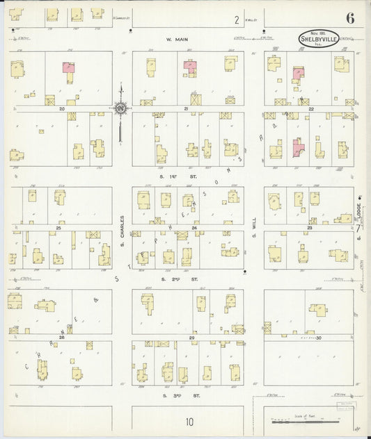 Sanborn Fire Insurance Map from Shelbyville, Shelby County, Illinois (1911), Sheet #0006 - Historic Sanborn Fire Insurance Map Print, vintage old map wall art, antique decor, genealogy gift, Illinois Illinois map
