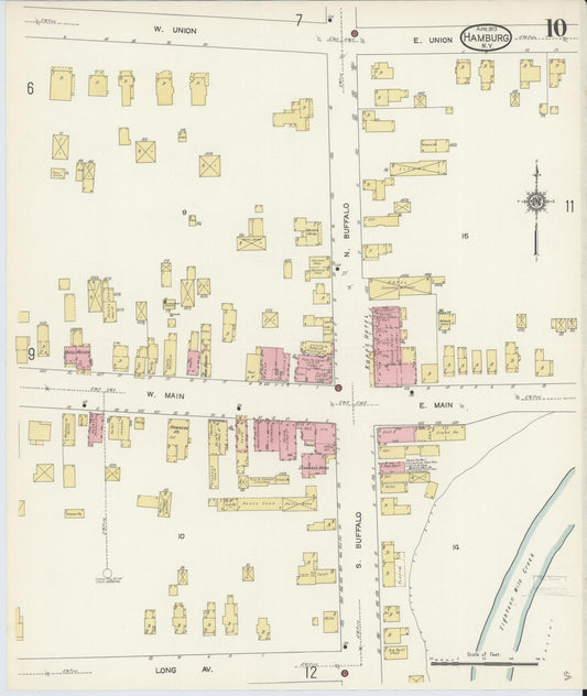 Sanborn Fire Insurance Map from Hamburg, Erie County, New York (1913), Sheet #0010 - Historic Sanborn Fire Insurance Map Print, vintage old map wall art, antique decor, genealogy gift, New York New York map