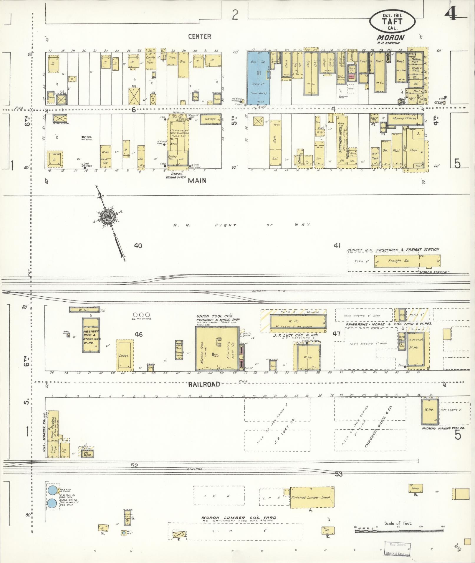 Sanborn Fire Insurance Map from Taft, Kern County, California (1911), Sheet #0004 - Complete Map Set gallery image, historic Sanborn map, vintage wall art, California California