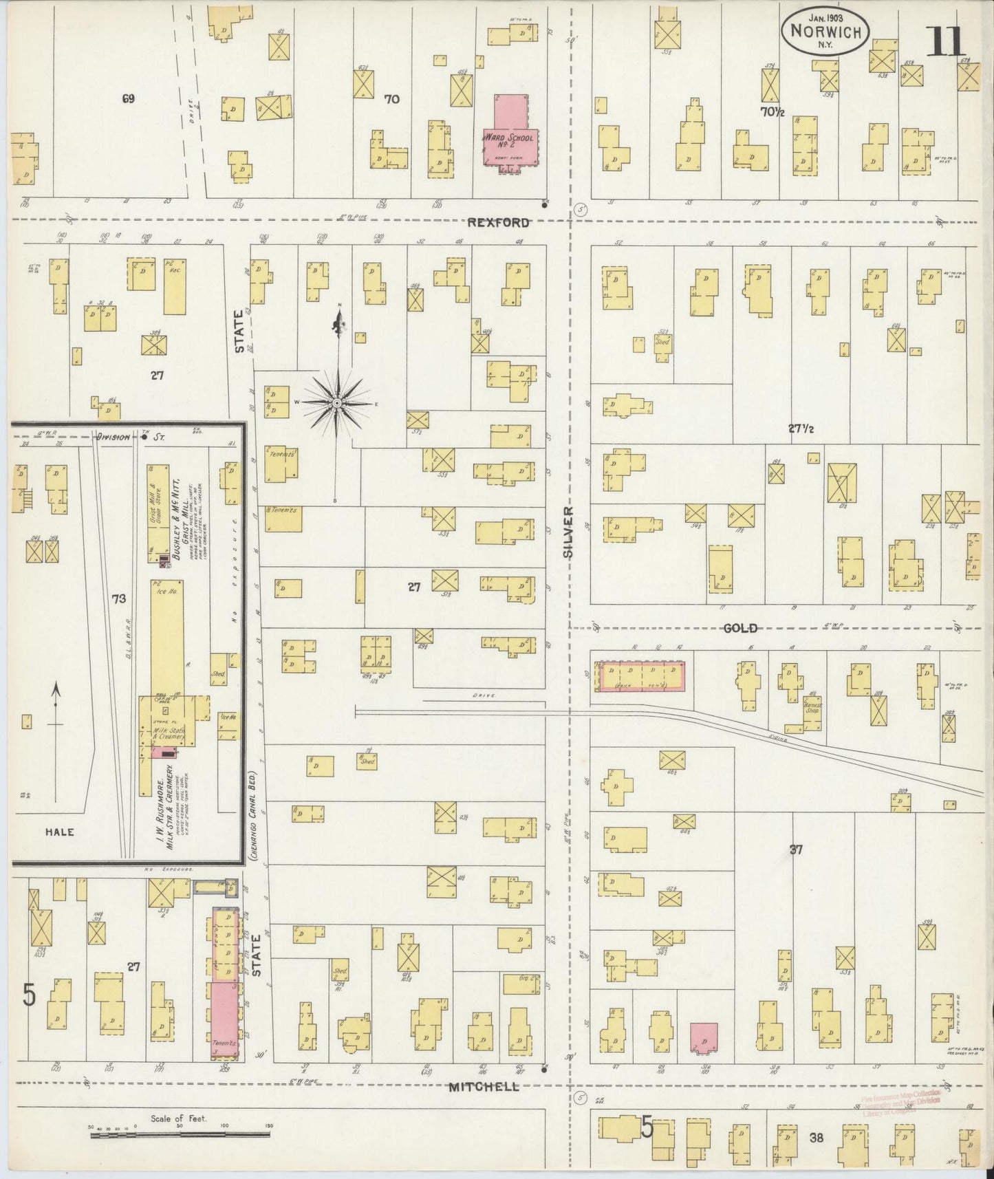 Sanborn Fire Insurance Map from Norwich, Chenango County, New York (1903), Sheet #0011 - Historic Sanborn Fire Insurance Map Print, vintage old map wall art, antique decor, genealogy gift, New York New York map