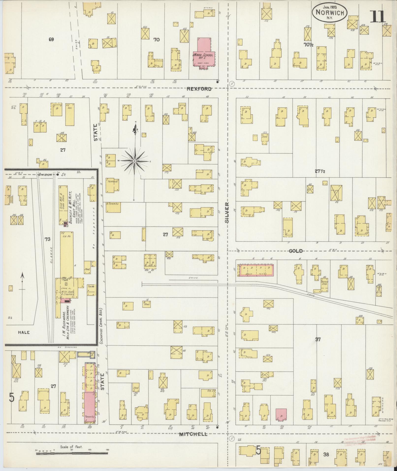 Sanborn Fire Insurance Map from Norwich, Chenango County, New York (1903), Sheet #0011 - Historic Sanborn Fire Insurance Map Print, vintage old map wall art, antique decor, genealogy gift, New York New York map