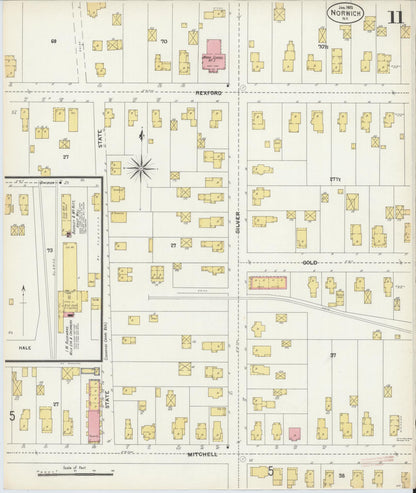 Sanborn Fire Insurance Map from Norwich, Chenango County, New York (1903), Sheet #0011 - Historic Sanborn Fire Insurance Map Print, vintage old map wall art, antique decor, genealogy gift, New York New York map