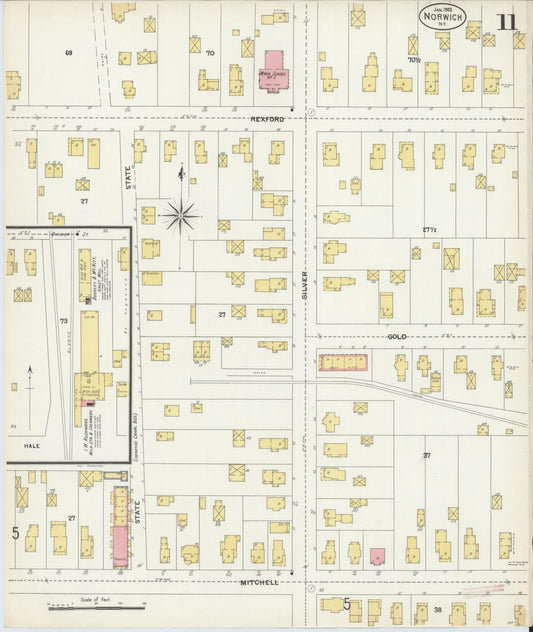 Sanborn Fire Insurance Map from Norwich, Chenango County, New York (1903), Sheet #0011 - Historic Sanborn Fire Insurance Map Print, vintage old map wall art, antique decor, genealogy gift, New York New York map