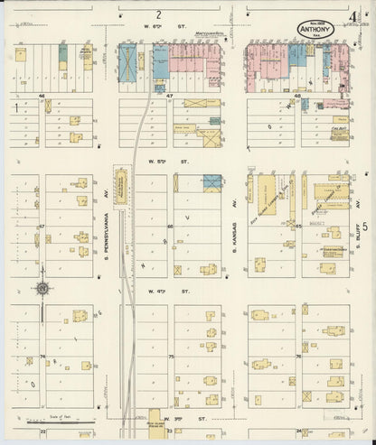 Sanborn Fire Insurance Map from Anthony, Harper County, Kansas (1909), Sheet #0004 - Complete Map Set gallery image, historic Sanborn map, vintage wall art, Kansas Kansas