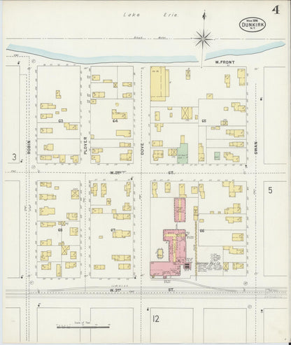 Sanborn Fire Insurance Map from Dunkirk, Chautauqua County, New York (1898), Sheet #0004 - Historic Sanborn Fire Insurance Map Print, vintage old map wall art, antique decor, genealogy gift, New York New York map